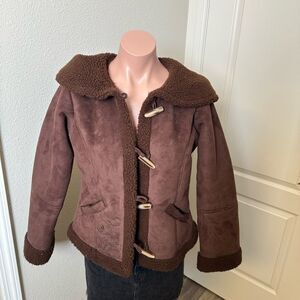 Disney Brown Teddy Jacket with Shearling Trim Sz S